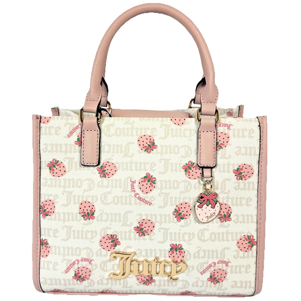 Juicy Couture Strawberry Mini Satchel Bag Pink White Crossbody Purse NWT